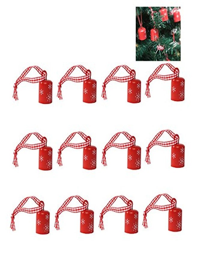 Futaba Cylindrical Jingle Bell Christmas Tree Decoration- Red - Pack of 12 - Image 5
